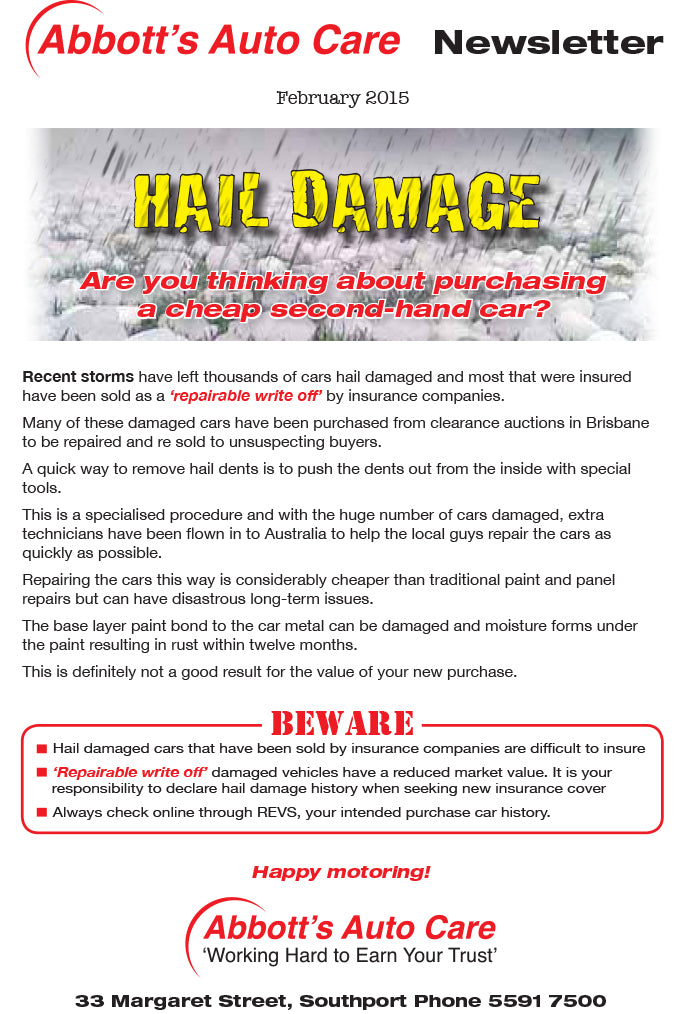 Newsletter Jan 2015 - Hail Damage